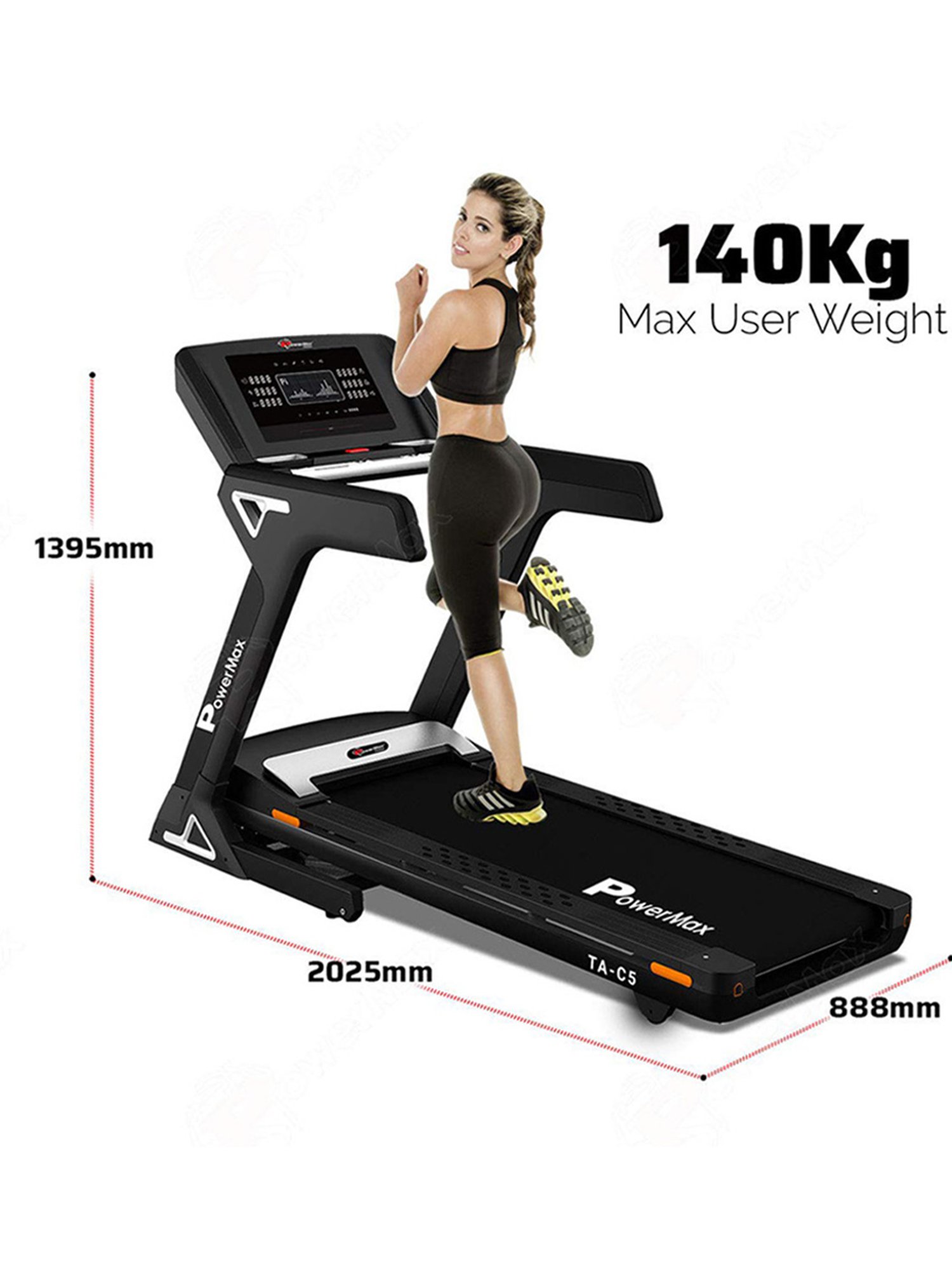 PowerMax Fitness TA-C5 6.0HP Peak Treadmill (Black)