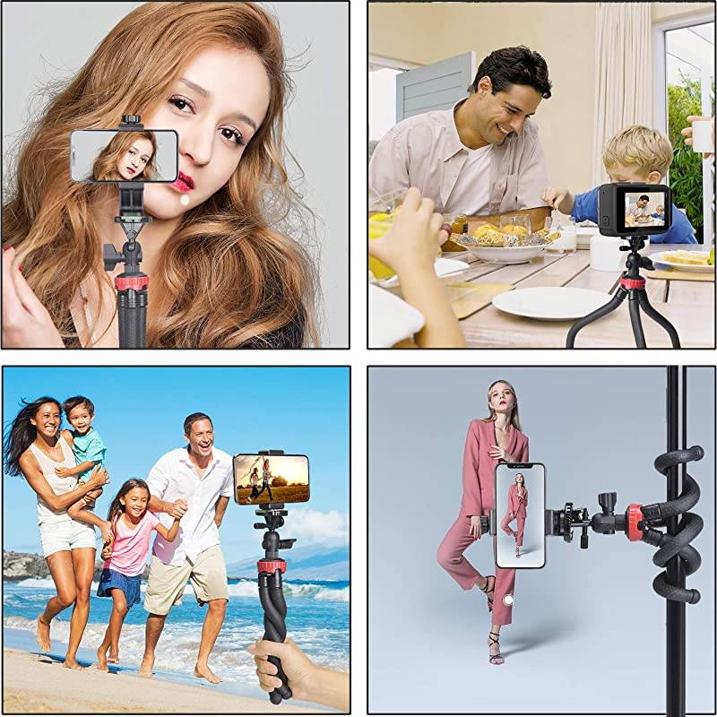 Smartphone Mobile Cell Phone Selfie Tripod Portable Flexible Mini Travel Camcorder Tabletop Stand Mount Holder for iPhone Samsung Webcam Youtuber Reivewer Vlogging Live Streaming Podcast