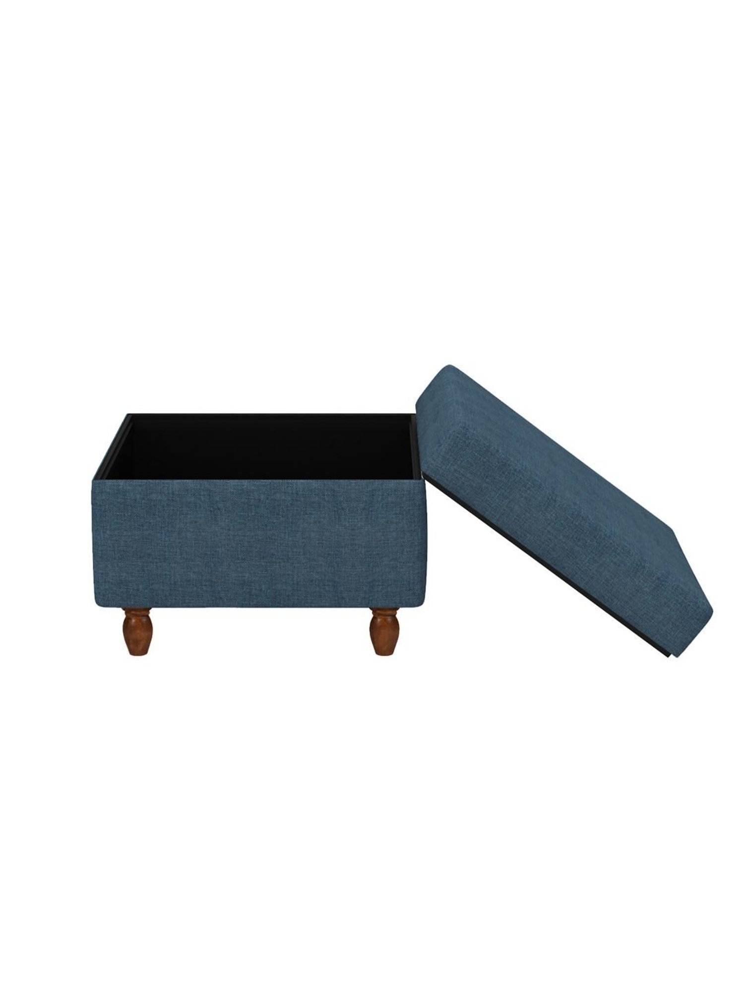 Chumbak Sailor Blue Mango Wood Modern Trunk Storage Ottoman