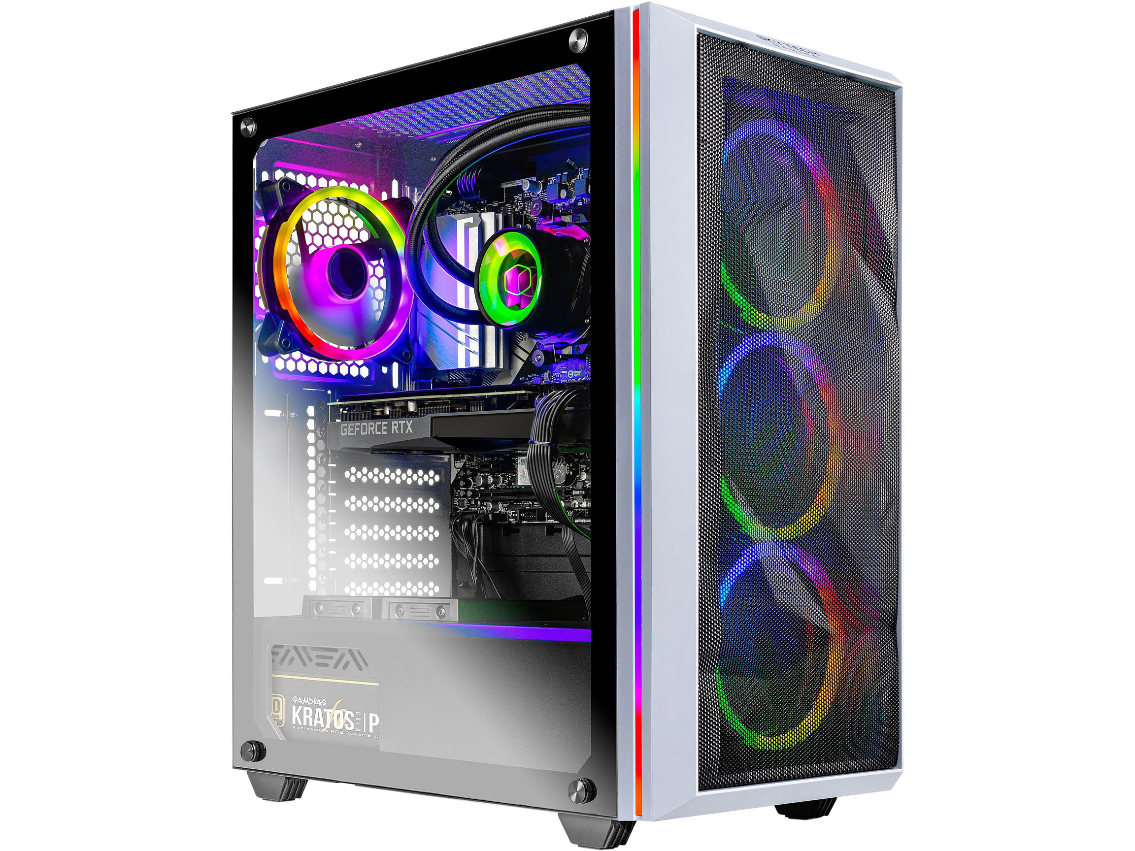 Skytech Chronos Gaming Computer PC Desktop - AMD Ryzen 7 3700X 3.60 GHz, RTX 3070 8 GB GDDR6, 1 TB Gen4 NVMe SSD, 16 GB DDR4 3200, RGB Fans, 240mm AIO, AC WiFi, Windows 10 Home 64-bit, White