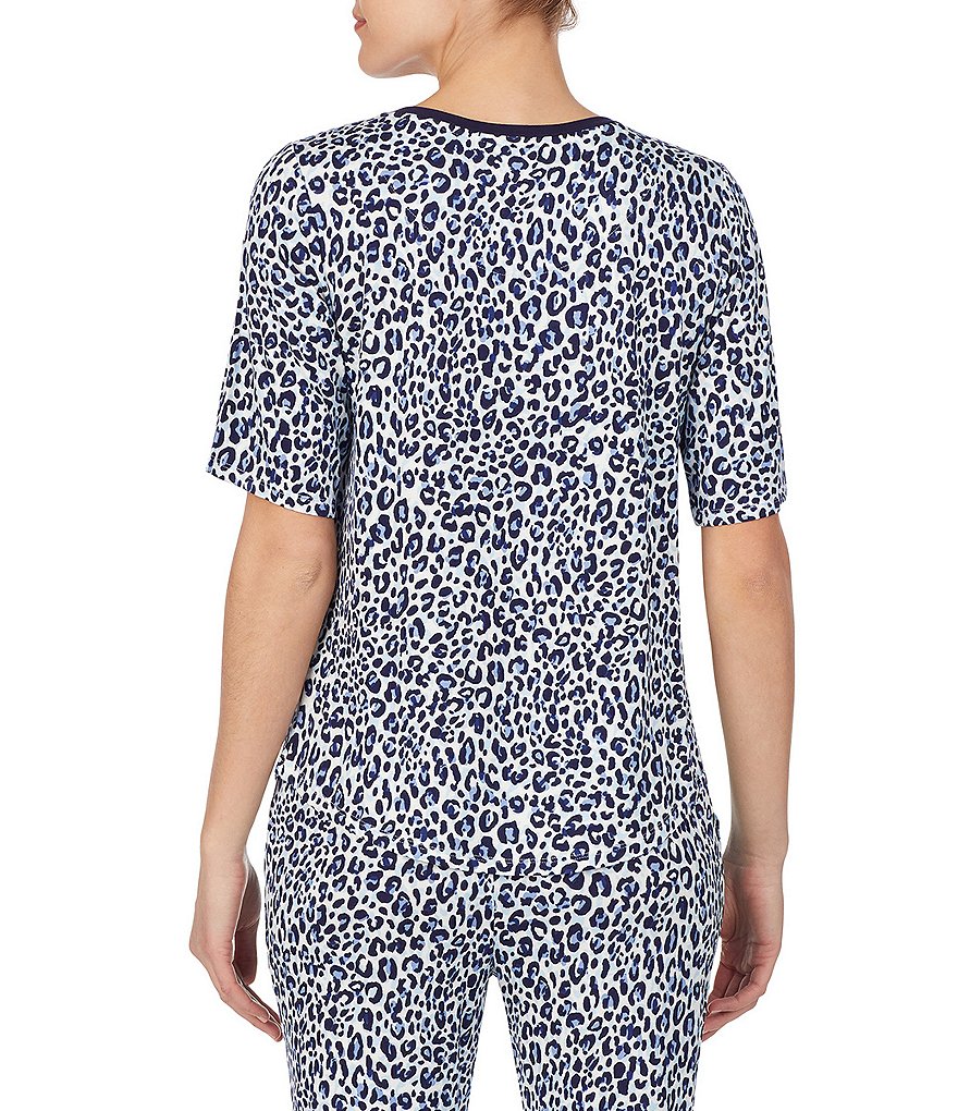 iRelax Animal Print French Terry Crew Neck Short Sleeve Coordinating Top