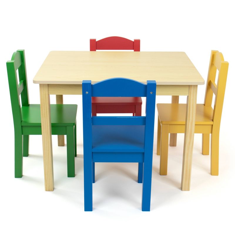 5pc Primary Collection Wood Table and Chairs Set Natural - Humble Crew