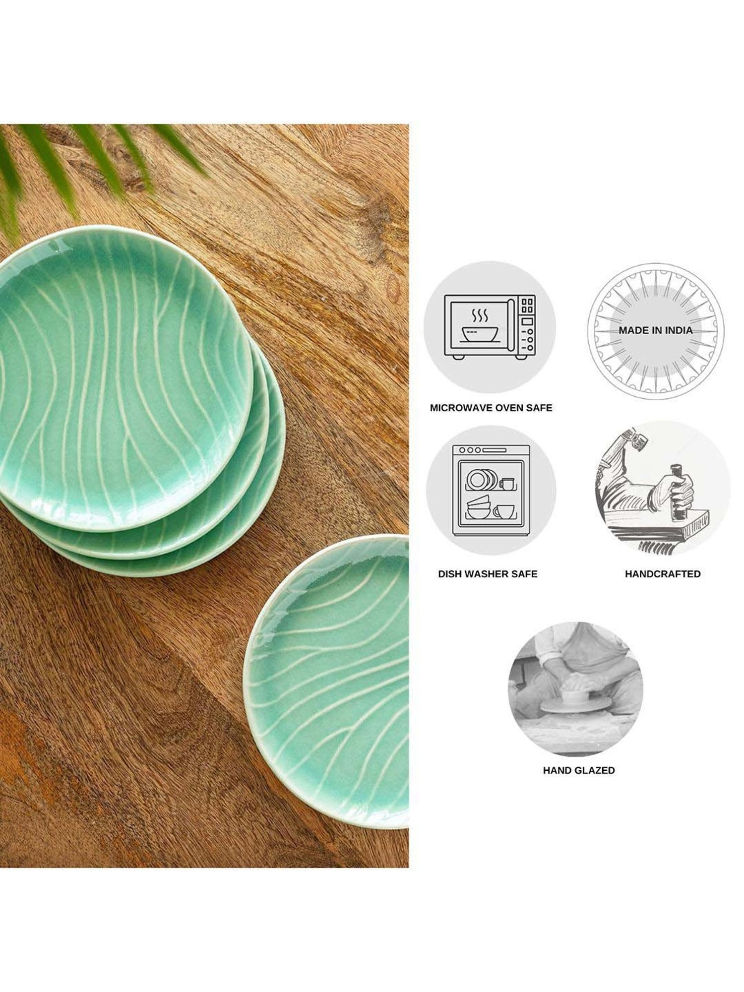 Nestasia Premium Quality Mandala Yellow Spiral Printed Square Shaped Ceramic Plate With Handle