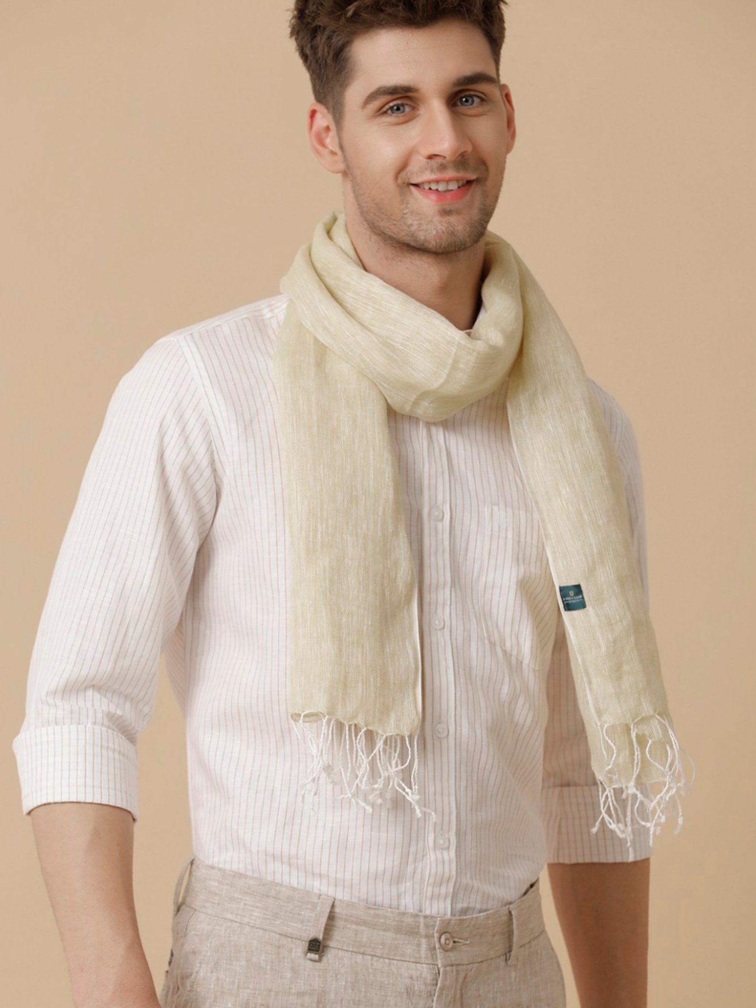 Linen Club Yellow Solid Stole