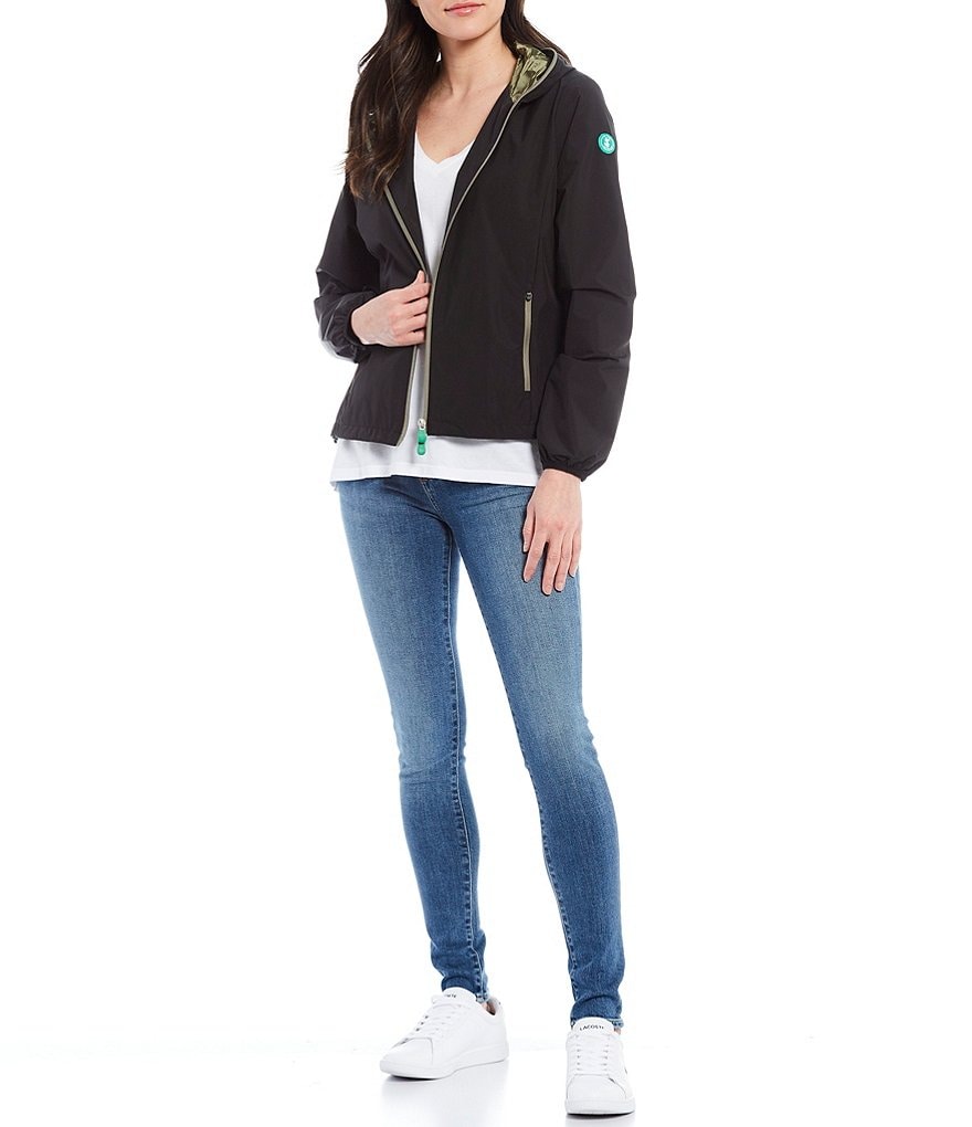 Save the Duck Stella Packable Long Sleeve Hooded Rain Jacket