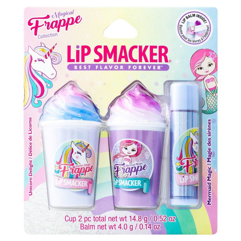 Lip Smacker Beverage Frappe Cup +  Lip Balm - Unicorn/Mermaid - 3pk