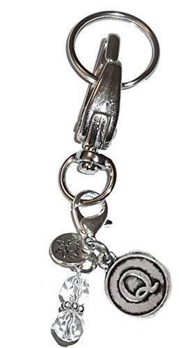 Initial Alphabet Charm Key Chain Ring, Women's Purse or Necklace Charm, Comes in a Gift Box! (Q)