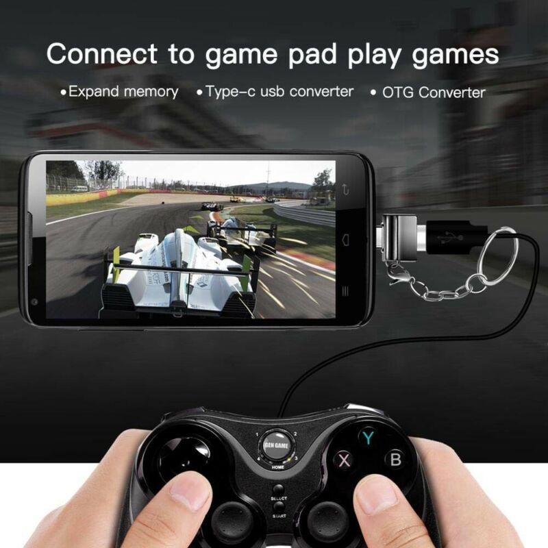 USB C to USB Adapter with Keychain, USB Type-C to USB2.0 Converter for USB C PD Charger Mouse Keyboard Flash Disk, Gold