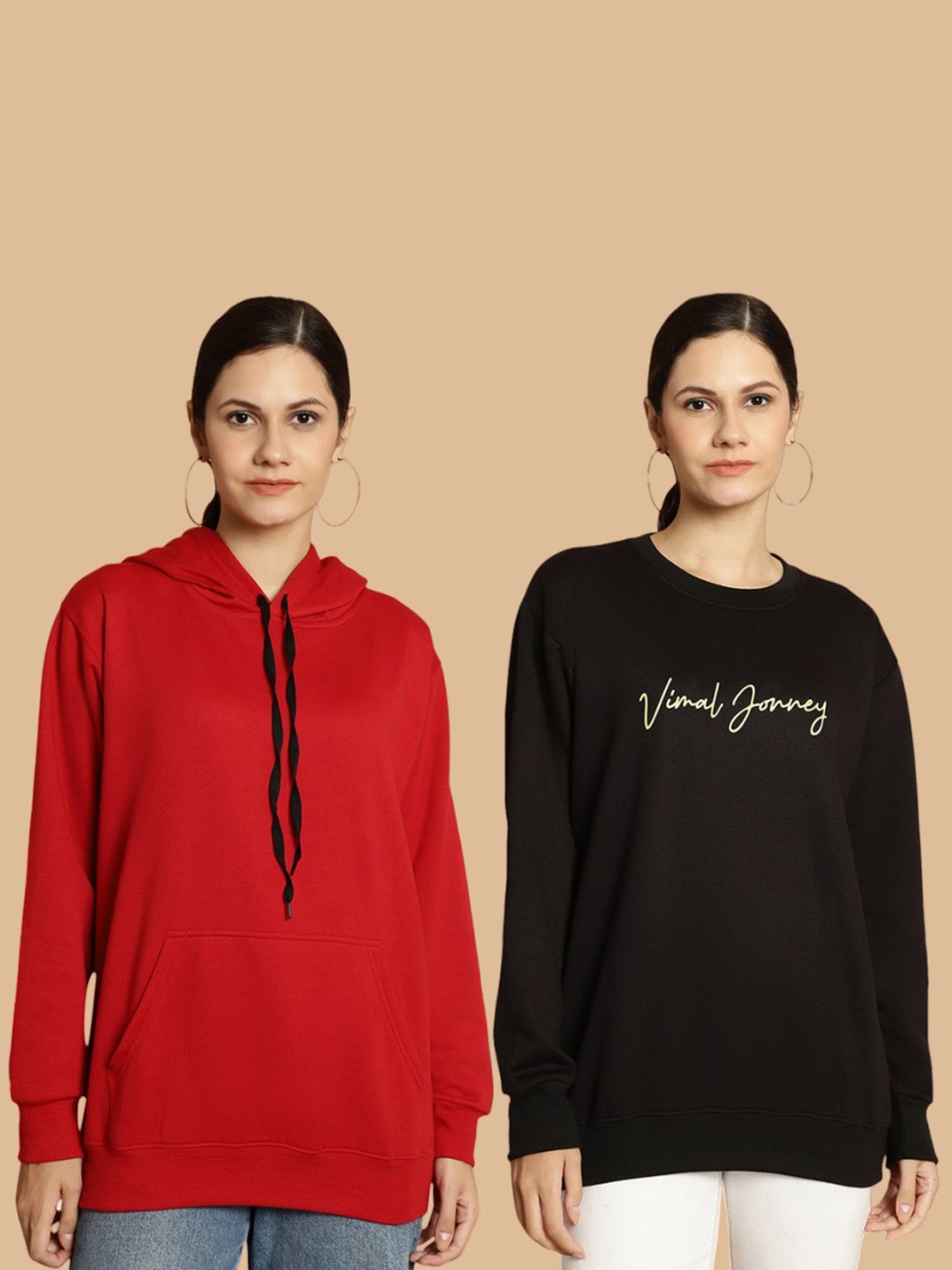 Vimal Jonney Maroon & Black Printed Sweatshirt - Pack Of 2