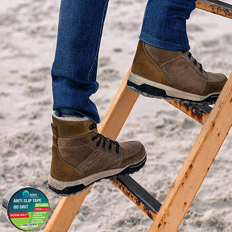 Heavy Duty Anti Slip Traction Tape 2 Pack of 4 Inch x 33 Foot Grip Tape Grit Non Slip for OutdoorIndoor Non Skid Treads High Traction Friction Abrasive Adhesive Stairs Step Black