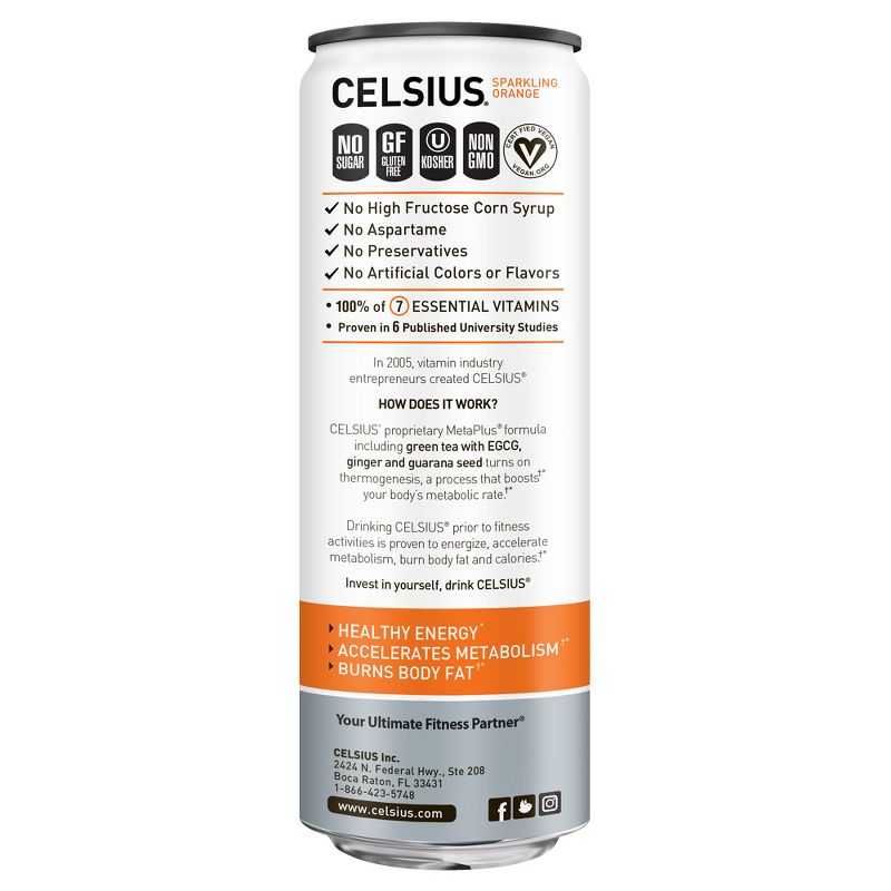 Celsius Sparkling Orange Energy Drink - 12 fl oz Can