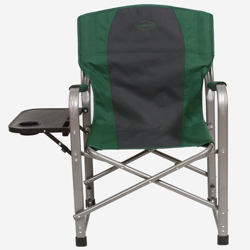Kamp-Rite KAMP CC103 Director's Chair Outdoor Furniture Camping Folding Sports Chair with Side Table and Cup Holder, Green/Gray