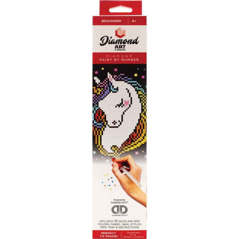Leisure Arts Diamond Art Beginner Kit 8"X8"-Heart Unicorn