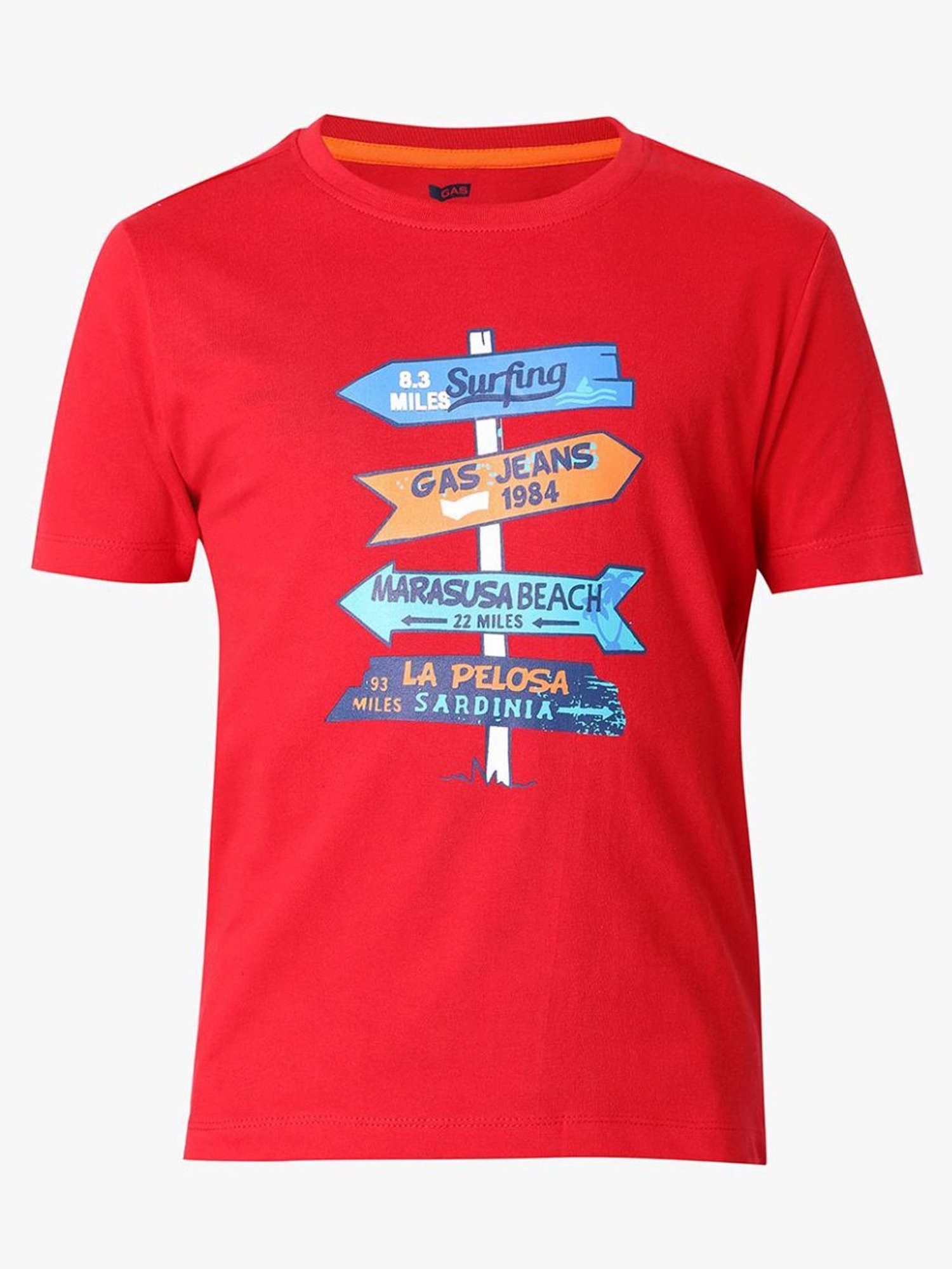 Gas Boys Red Cotton Printed T-Shirt