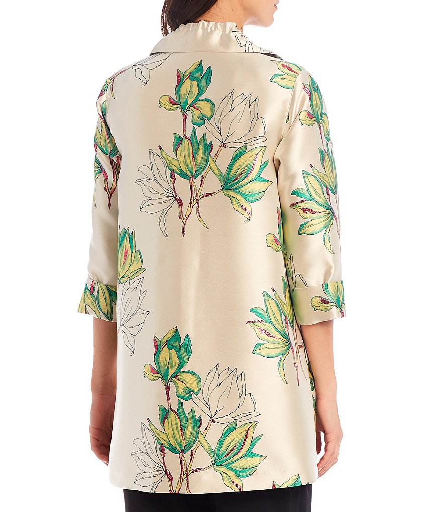 Caroline Rose Flower Fest 3/4 Sleeve Jacquard Topper