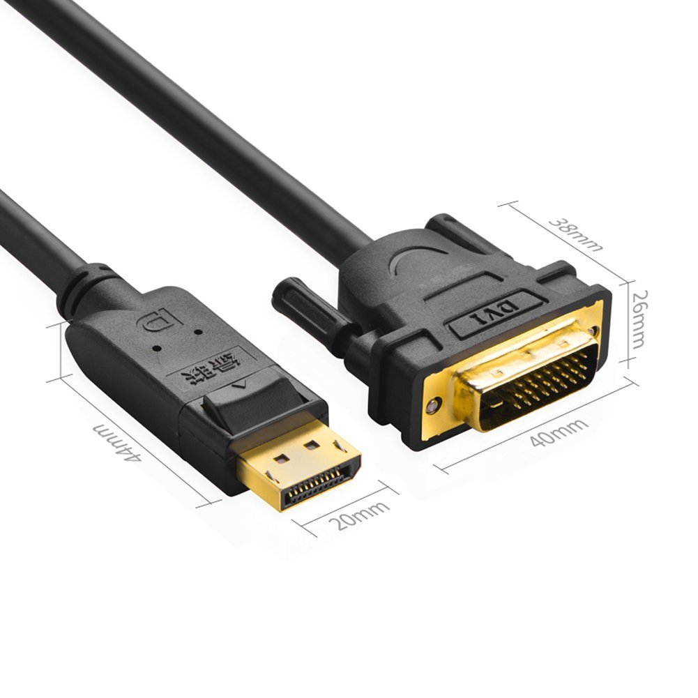 Displayport To DVI Converter cable, DP Male to DVI 24+1 Male Audio Video Adapter Cable 1080P Gold Plated with Latches for Laptop/PC to HDTVs/Projectors