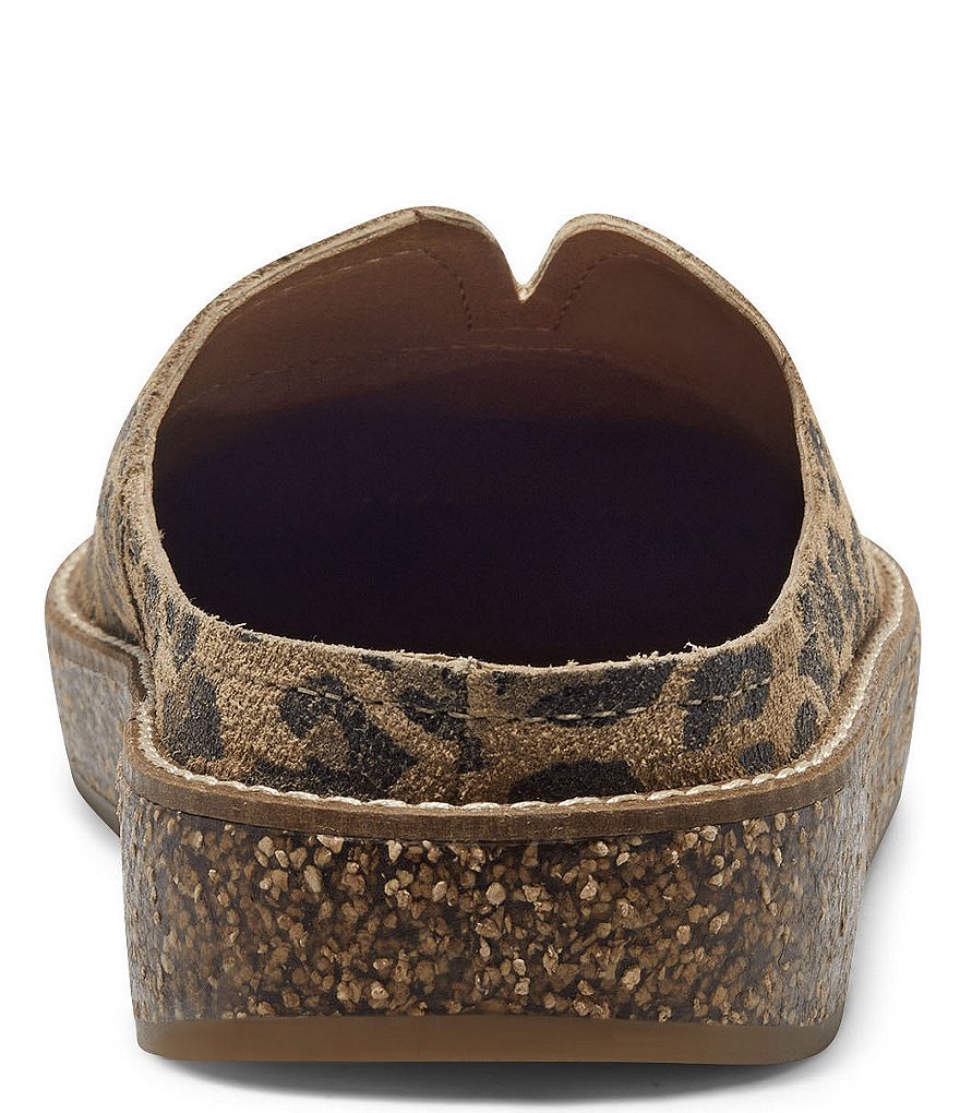 Lucky Brand Tamala Leopard Printed Leather Mule Clogs