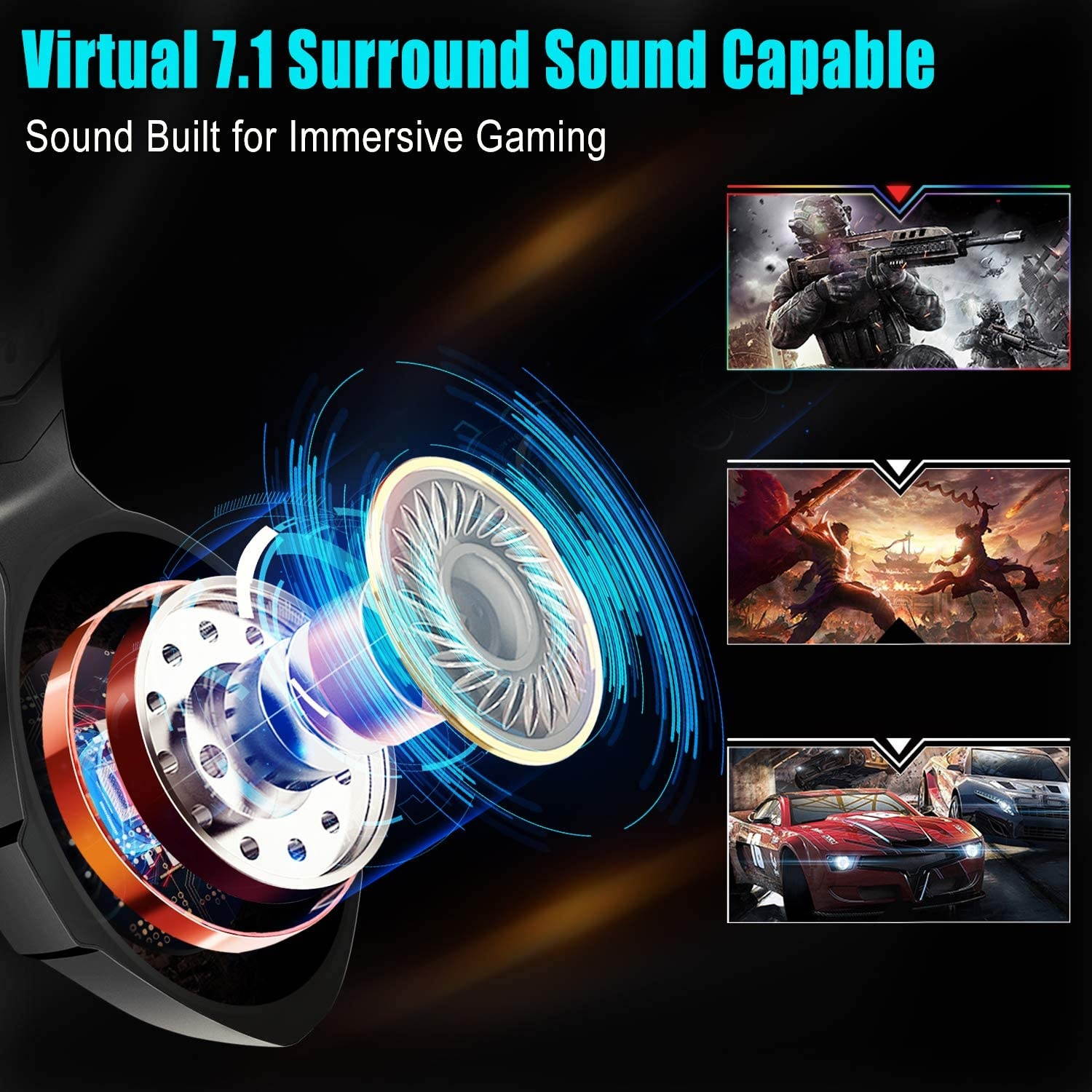 Gaming Headset PS4 Headset Pro 7.1 Surround Sound Noise Canceling Flexible Mic with 2pcs Mic Cover RGB LED Light Memory Earmuffs for Xbox one Nintendo Switch PC