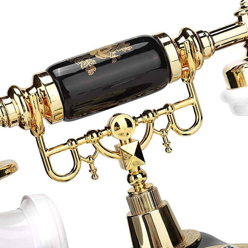 Vintage Decor Telephone,Ceramic Black Gold Flower Pattern Antique Telephone Home Decor Desk Phone,Support FSK and DTMF Caller ID, Automatic Detection Function