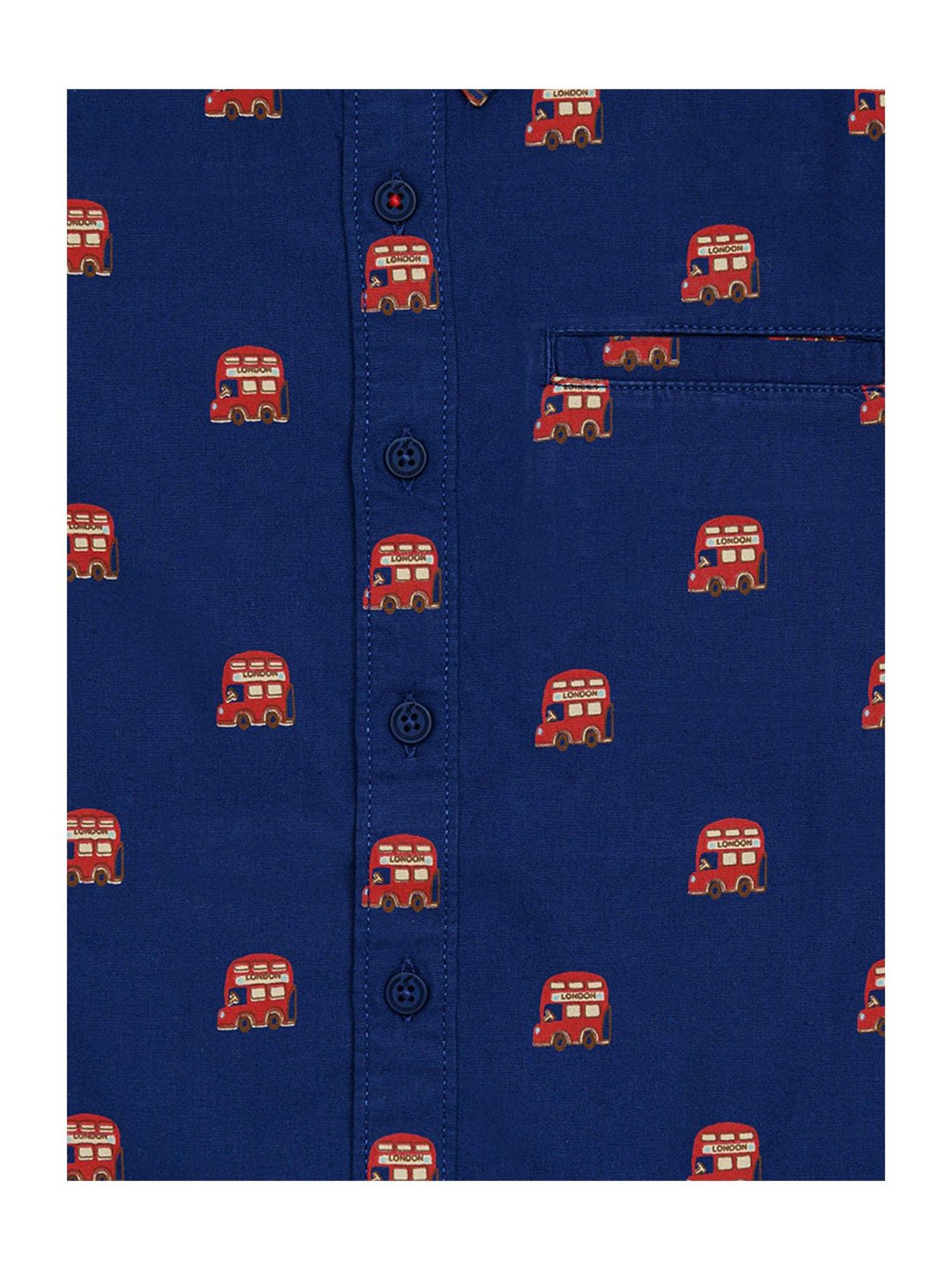 H by Hamleys Boys Navy Printed Full Sleeves Shirt