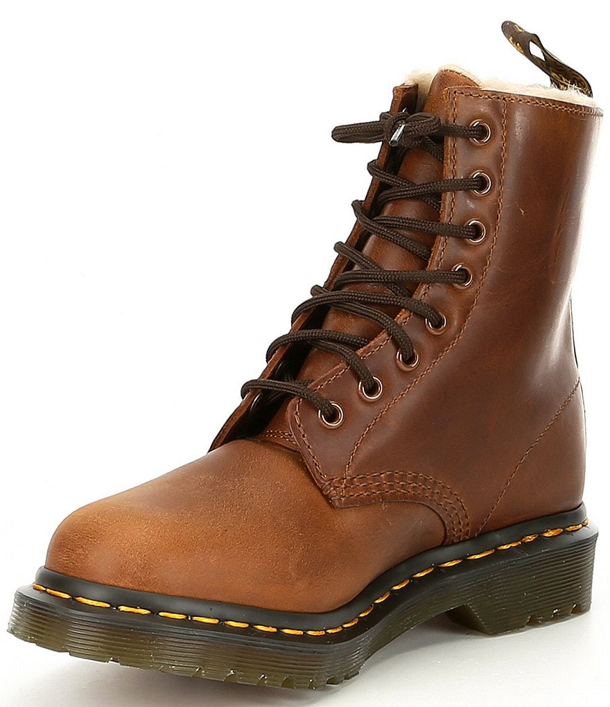 Dr. Martens 1460 Serena Leather Faux Fur Lined Combat Booties