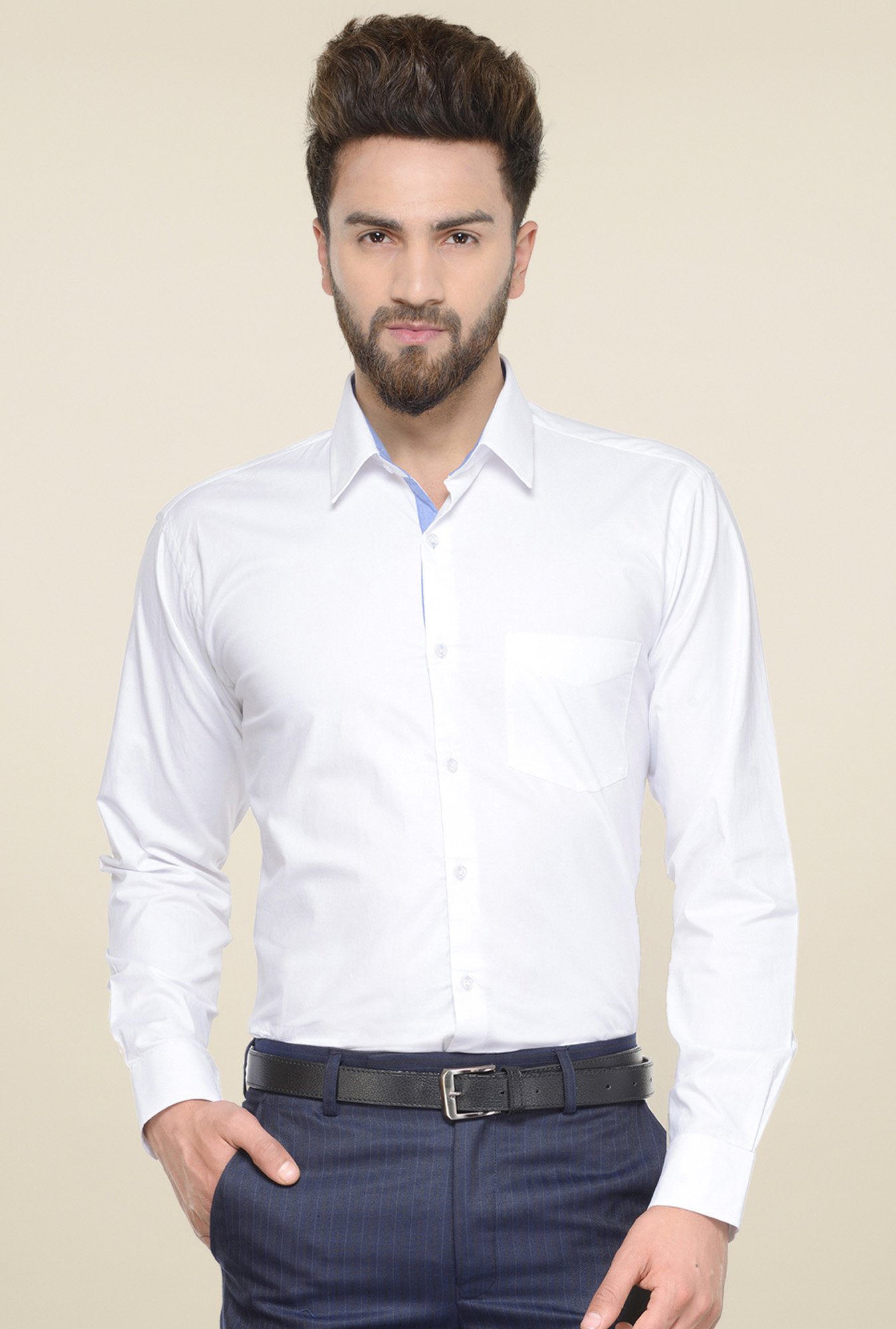 Hancock White Cotton Slim Fit Shirt