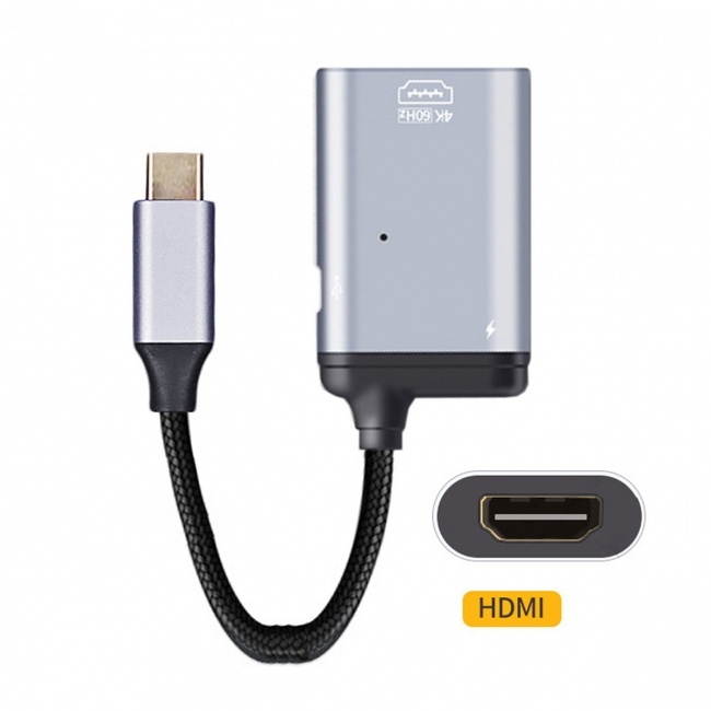 Chenyang USB-C Type C to HDMI Converter HDTV Adapter 4K 60hz 1080p with Female PD Power Port