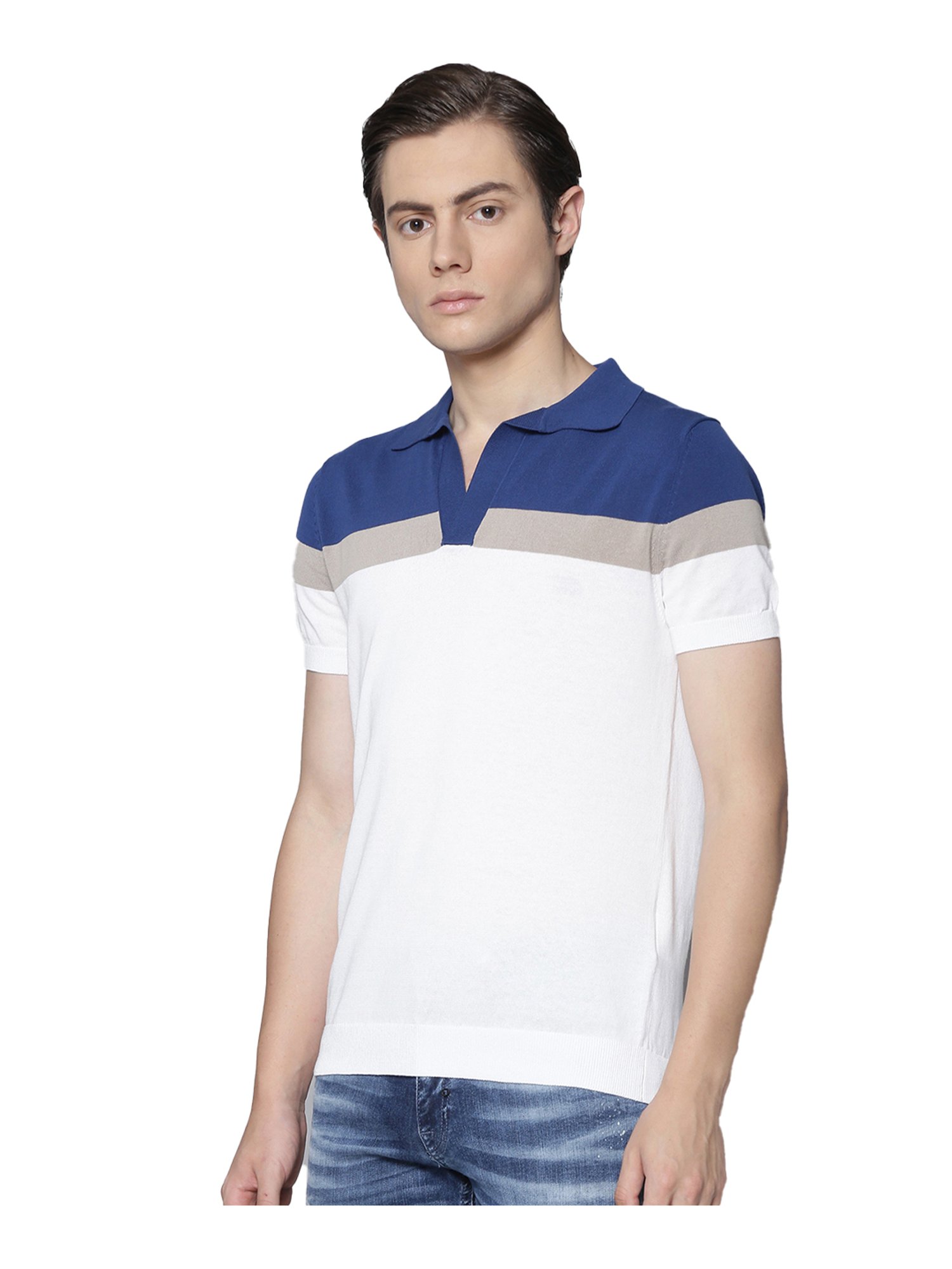 Antony Morato Blue & White Colour-Block Polo T-Shirt