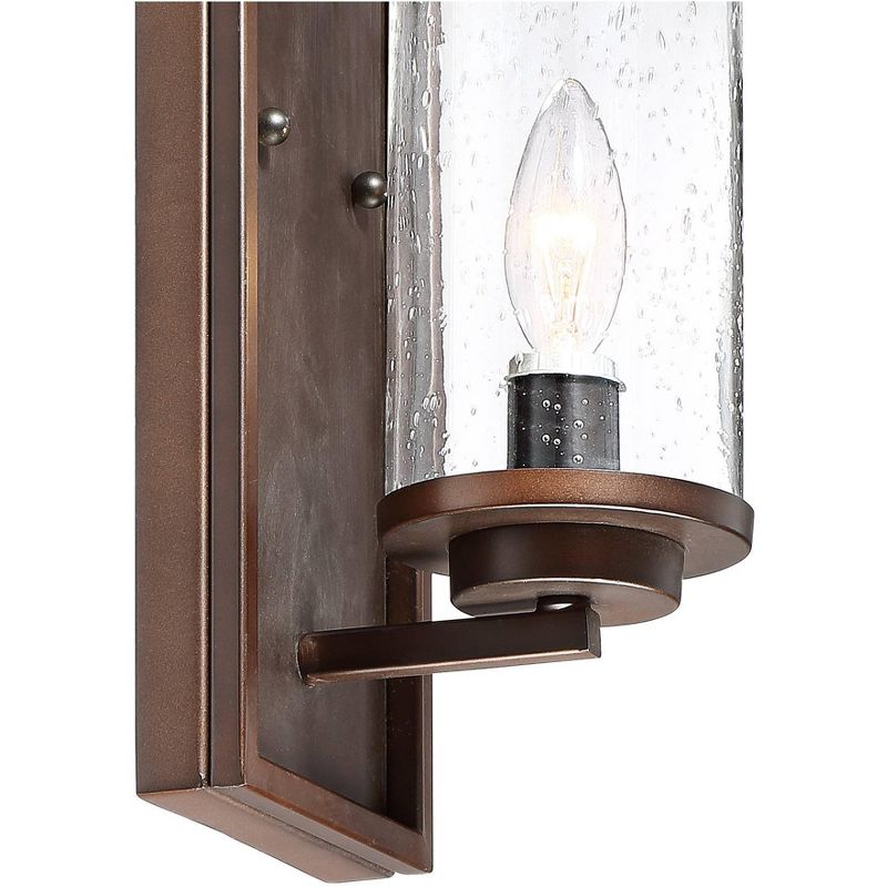 Barnes and Ivy Industrial Wall Light Sconce Bronze Hardwired 14" High Fixture Clear Seedy Cylinder Glass Bedroom Bathroom Hallway