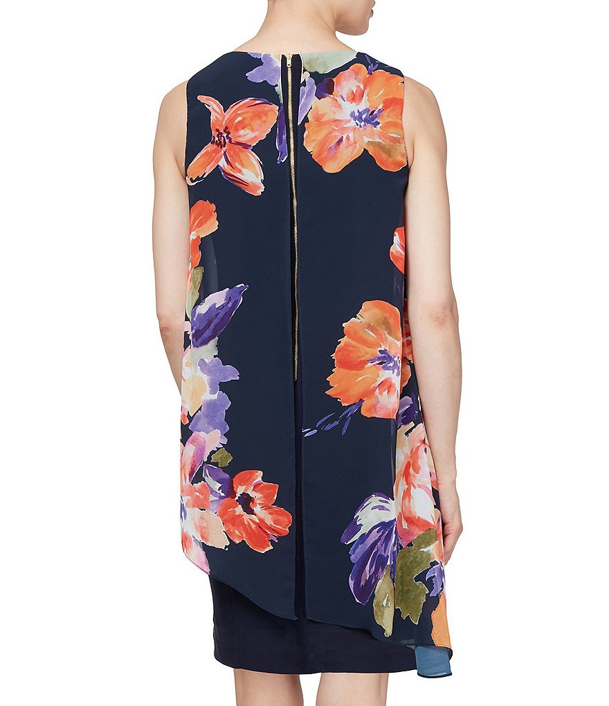 R & M Richards Faux Wrap V-Neck Embellished Waist Short Sleeve Dress