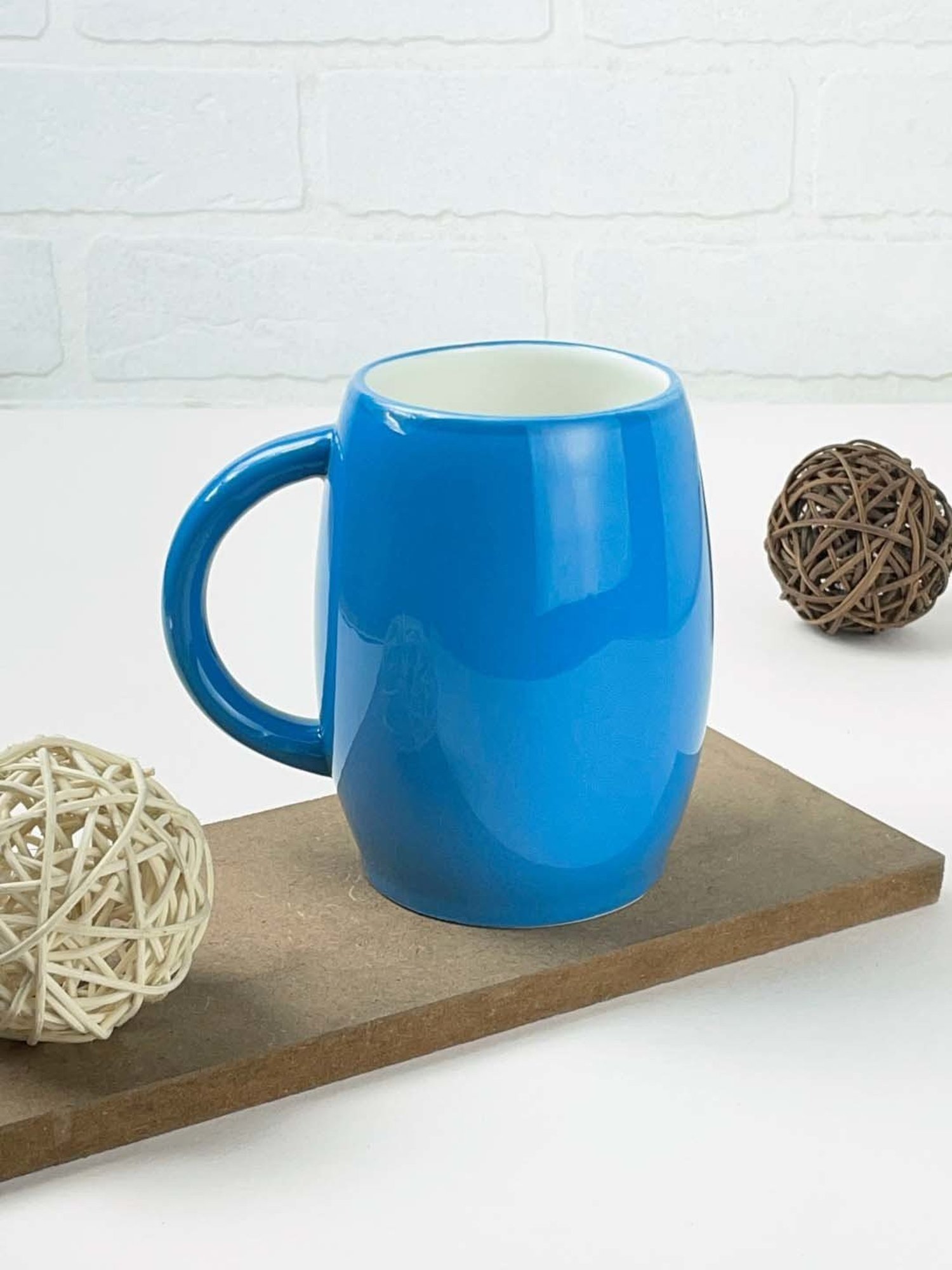 JCPL Fine Blue Ceramic Dholka-Shaped Coffee Mug (0.34 L)