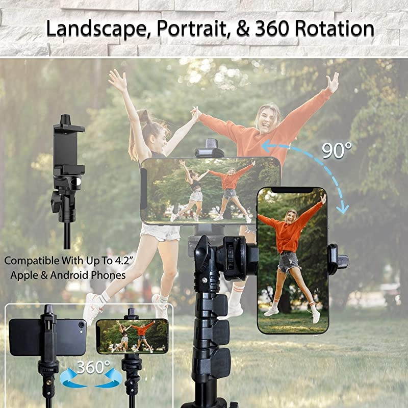 Selfie Stick amp Tripod  Integrated Portable AllInOne Professional Heavy Duty Aluminum Lightweight Bluetooth Remote For Apple amp Android Devices Non Skid Tripod Feet Extends To 51quot Black