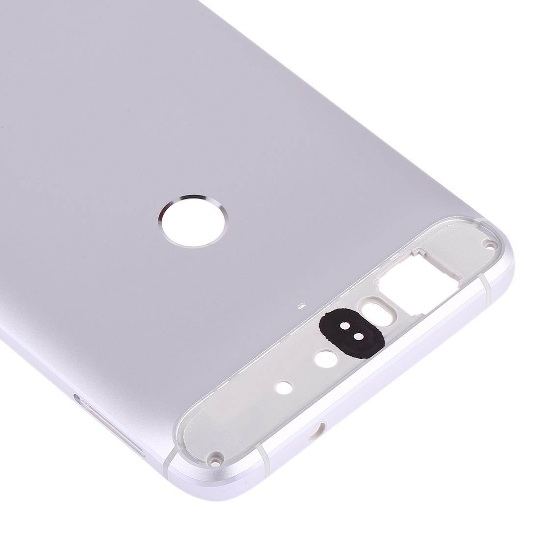 Battery Back Cover with Top + Lower Bottom Glass Lens Cover for Google Nexus 6P(Silver)
