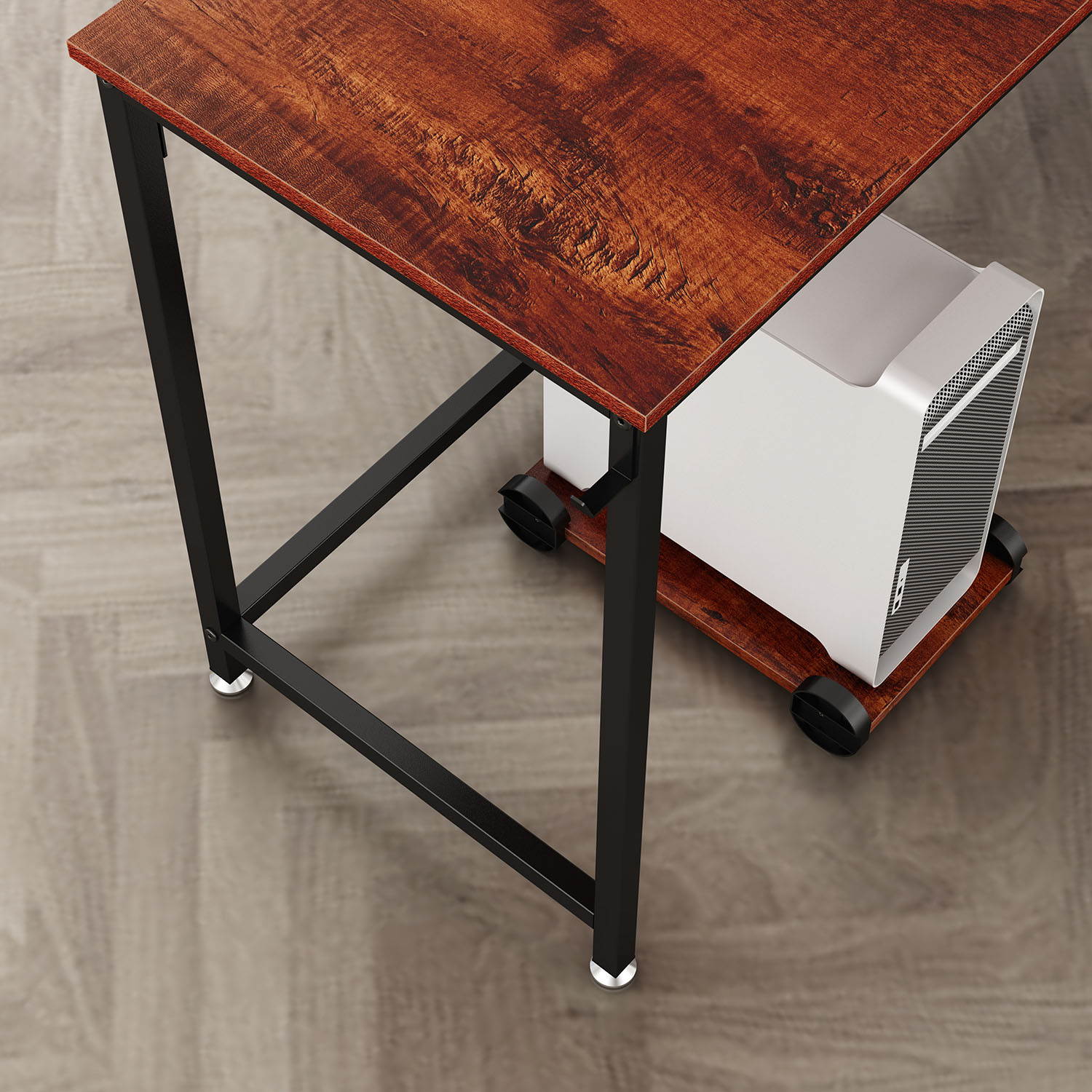 66'' L-shaped Desk Home Office Desk Computer Desk Gaming Desk Large Workstation with CPU Stand Sandalwood