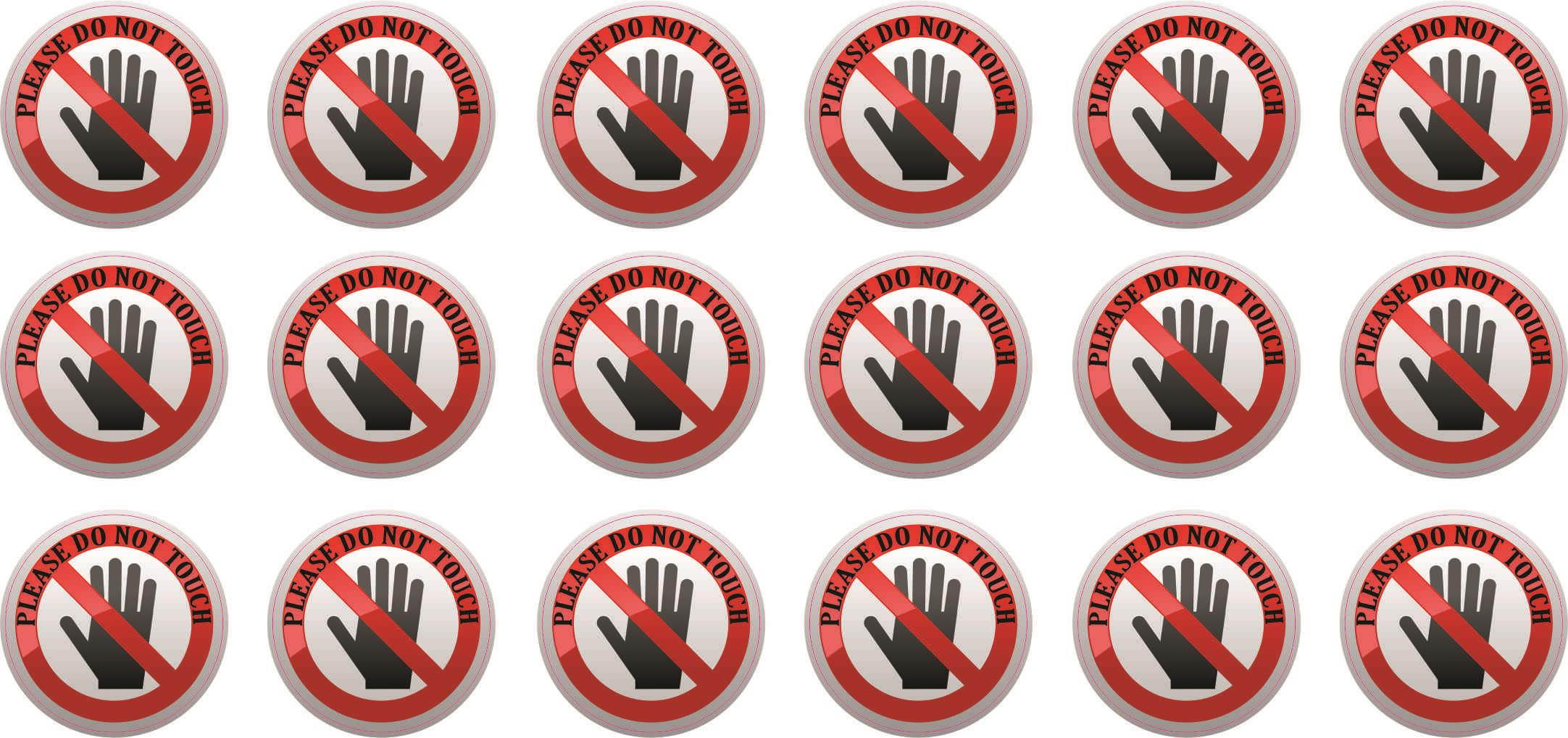 StickerTalk Do Not Touch Vinyl Stickers, 1 sheet of 18 stickers, 1 inch by 1 inch each