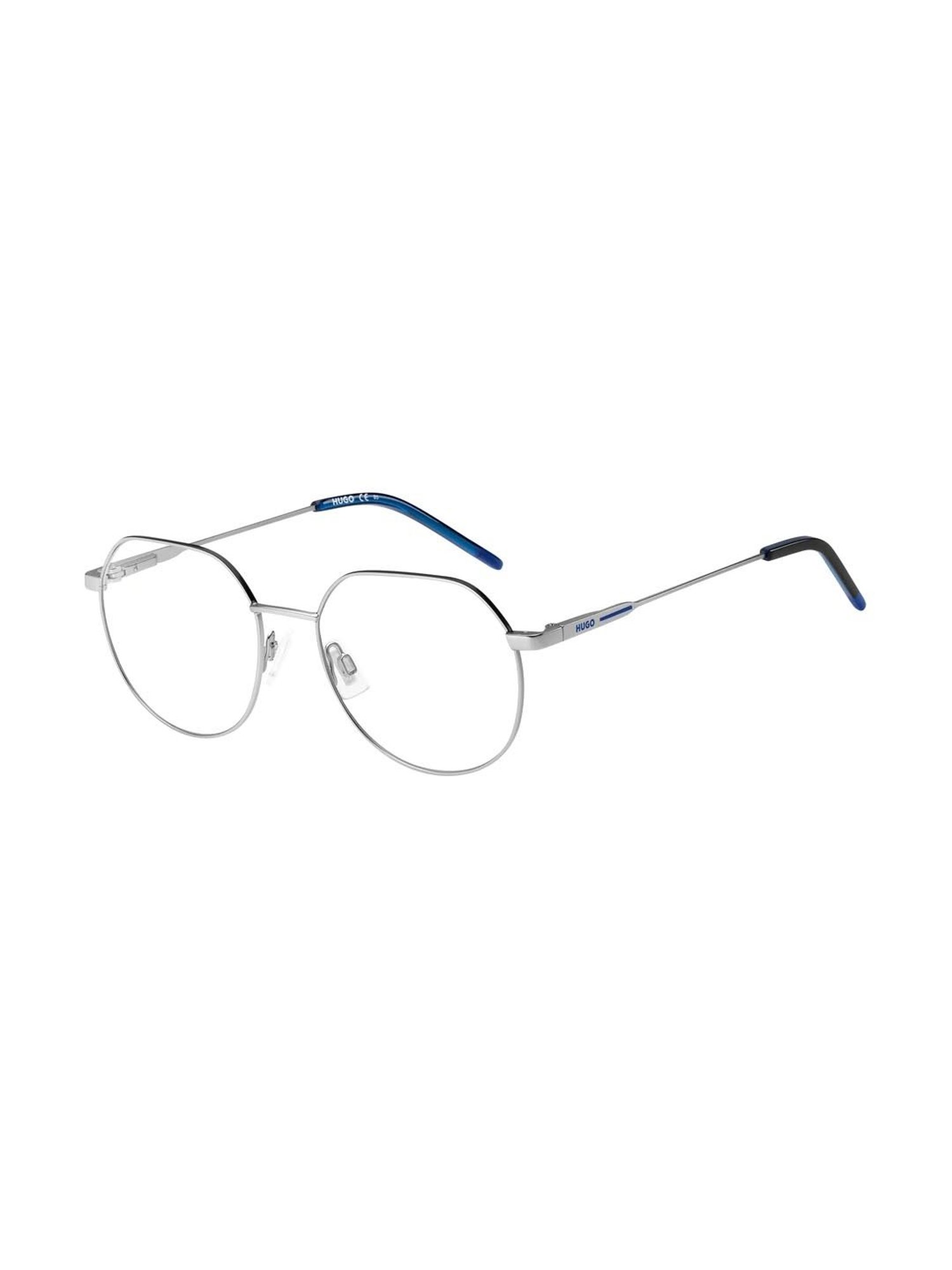 HUGO Silver Geometric Eye Frames for Men