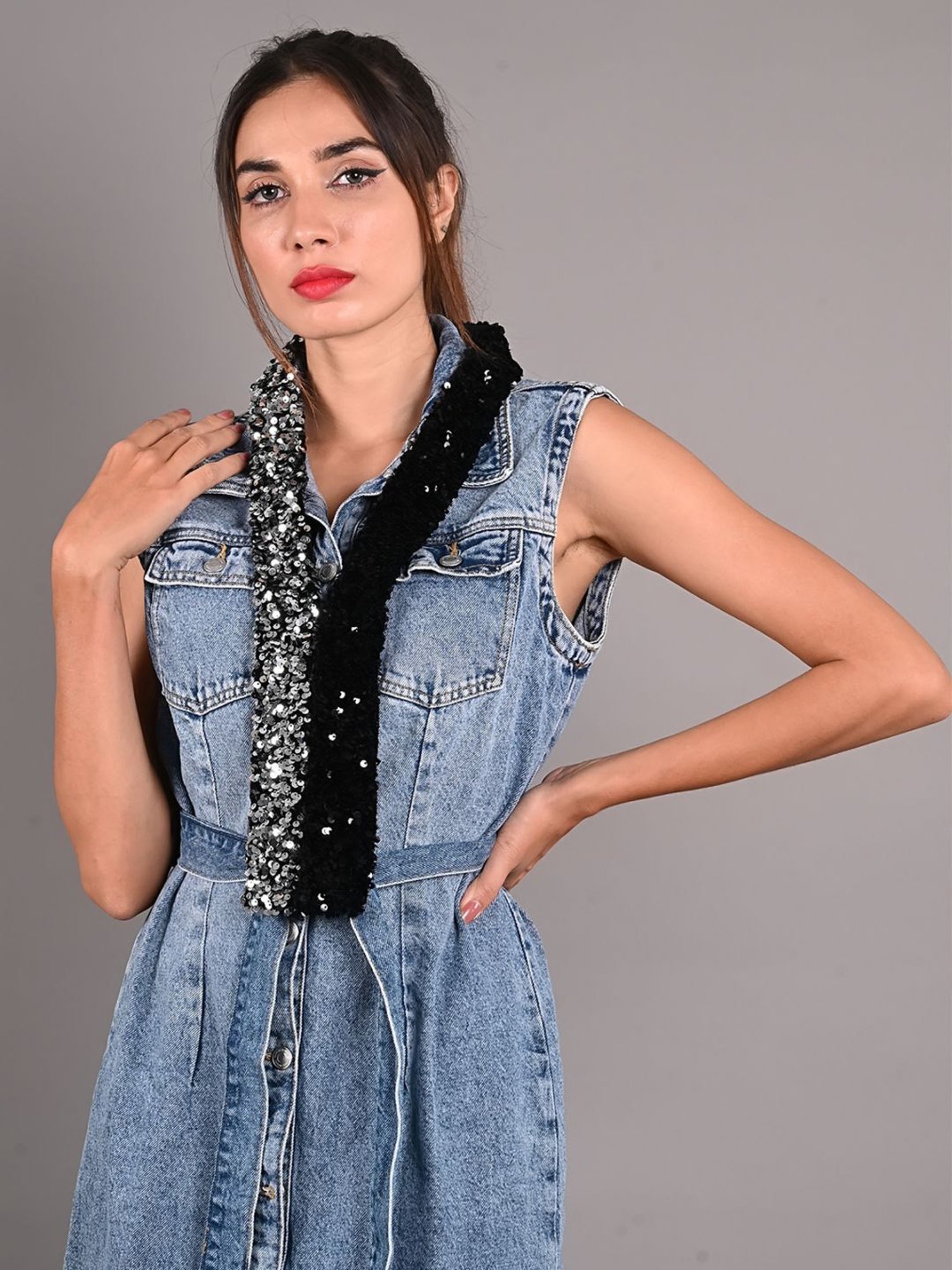 Odette Black Fabric Embellished Collar