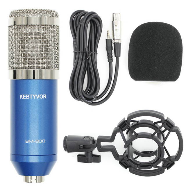 BM-800 Dynamic Condenser Wired Handheld Microphone Mic Sound Studio for Recording Kit KTV Karaoke with Shock Mount
