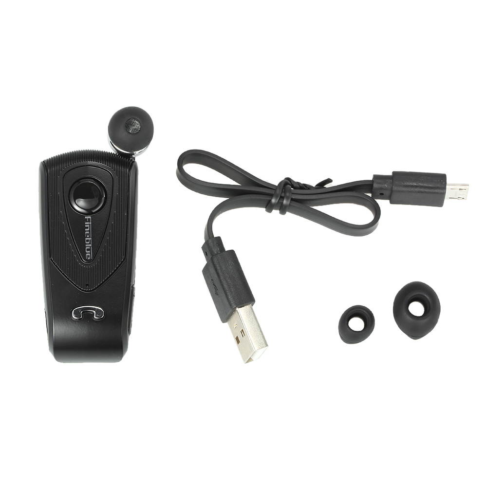 Fineblue F930 Clip-on Bluetooth 4.1 Headphones In-ear Cable Retractable Earphone Stereo Music Headsets Hands-free Calling Multi-point Black for Bluetooth-enabled Devices