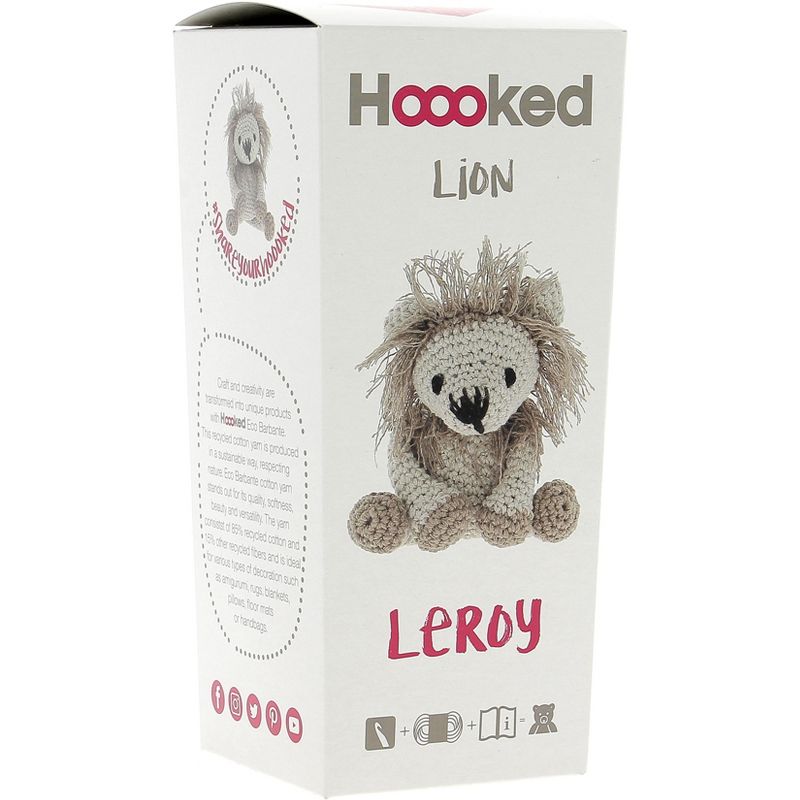 Hoooked Lion Leroy Yarn Kit W/Eco Barbante Yarn-Beige & Taupe