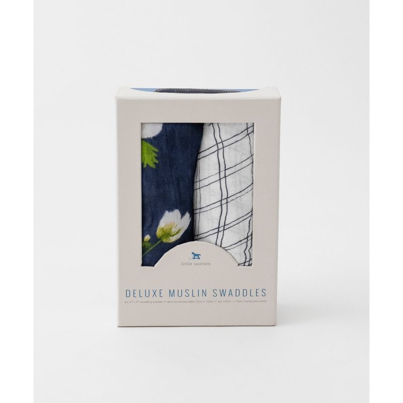 Little Unicorn Deluxe Muslin Swaddle Blanket - White Anemone 2pk