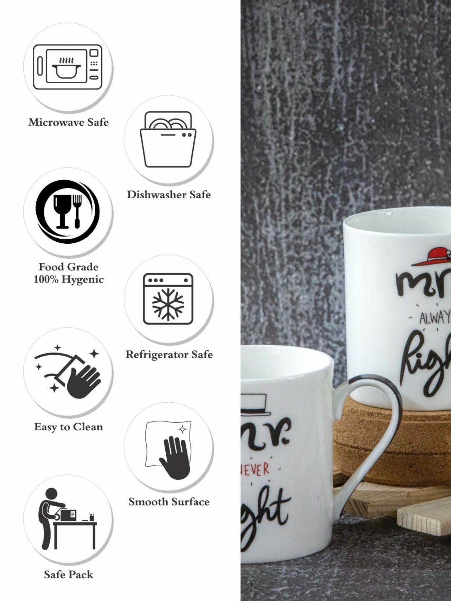 Goodhomes Multicolor Bone China Coffee Mug - Set of 2 (270ml)