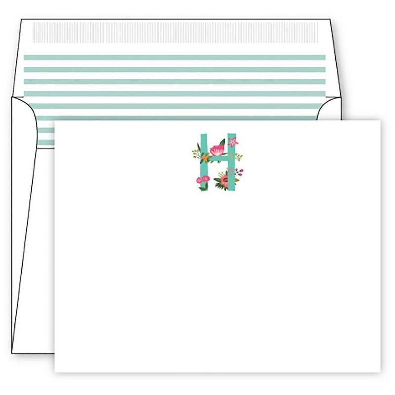 Die -Cut Social Set Vintage Floral Monogram - H