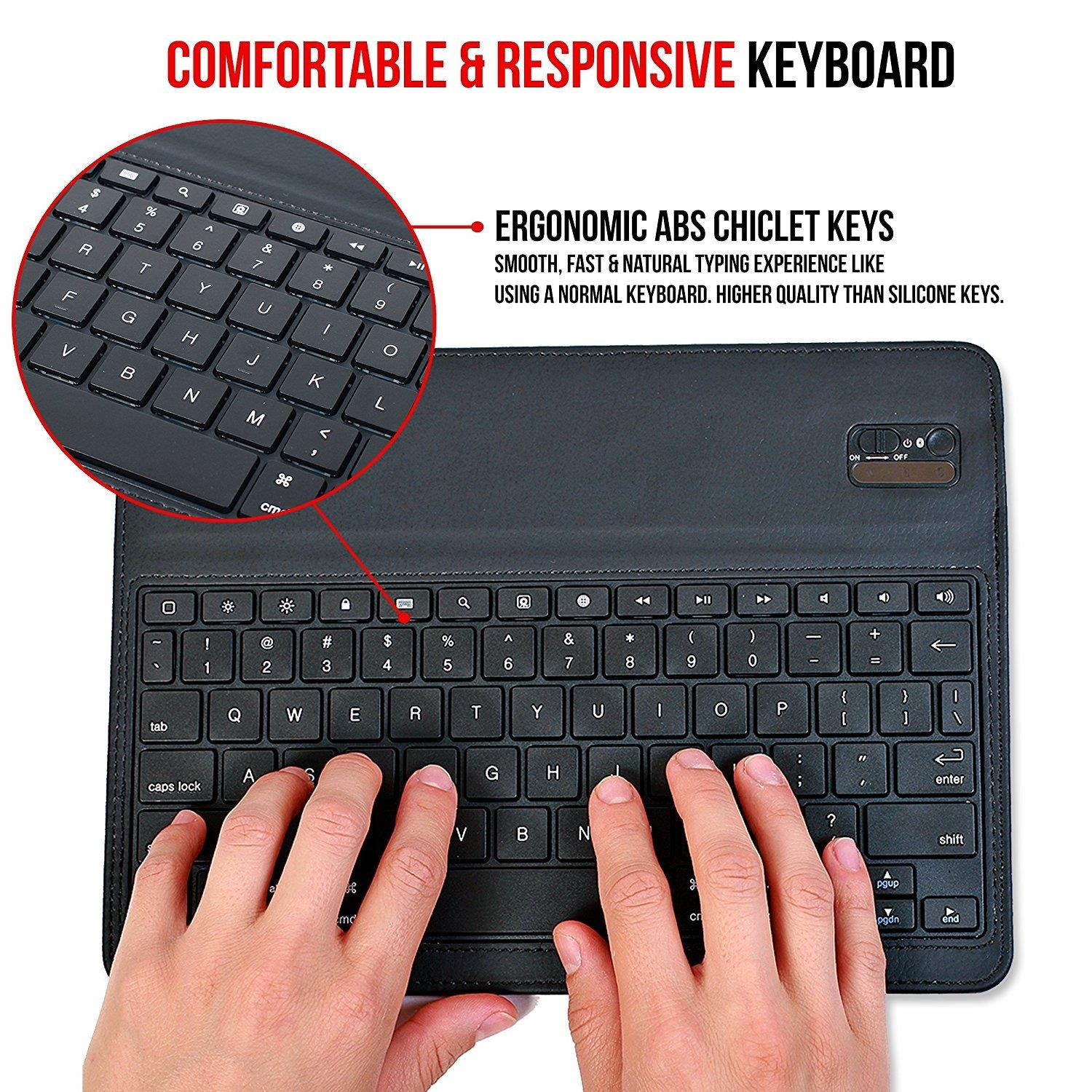 iPad Mini Keyboard Case, Alpatronix KX101 PU Leather Folio Smart Cover w/Detachable Bluetooth Wireless Keyboard, Auto Wake/Sleep & Stand Compatible for 2019 iPad Mini 5 (5th Gen), 4, 3, 2, 1 - Black