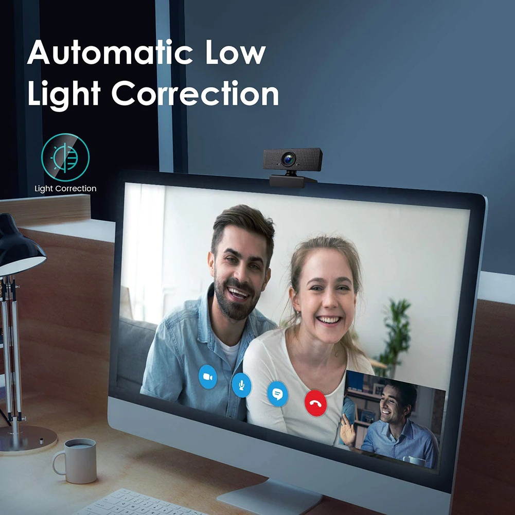 Portable 1080P FHD USB Webcam Video Recording Live Streaming Web Camera with Microphone for Computer PC