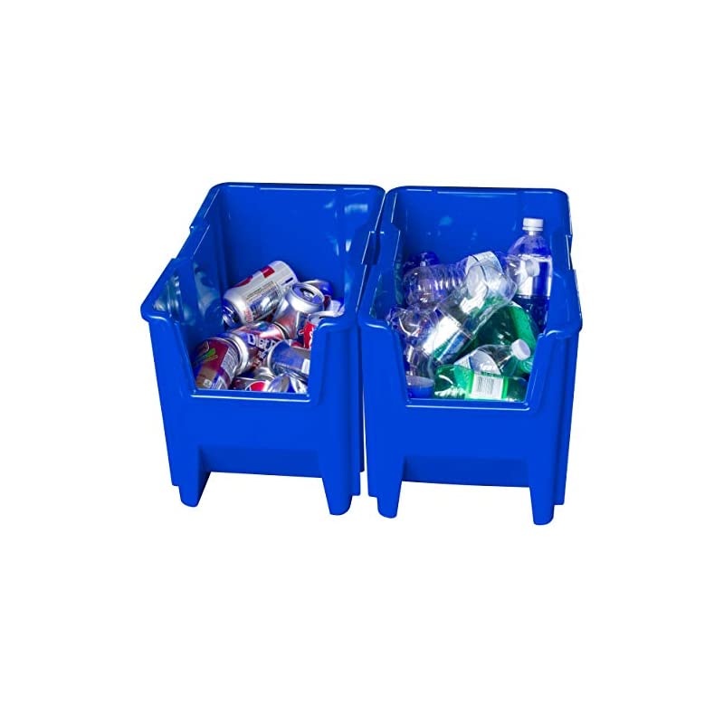 13014 Stack-N-Store Heavy Duty Stackable Open Front Plastic Storage Container Bin, (17-1/2-Inch x 11-Inch x 12-1/2-Inch), Blue, (4-Pack)