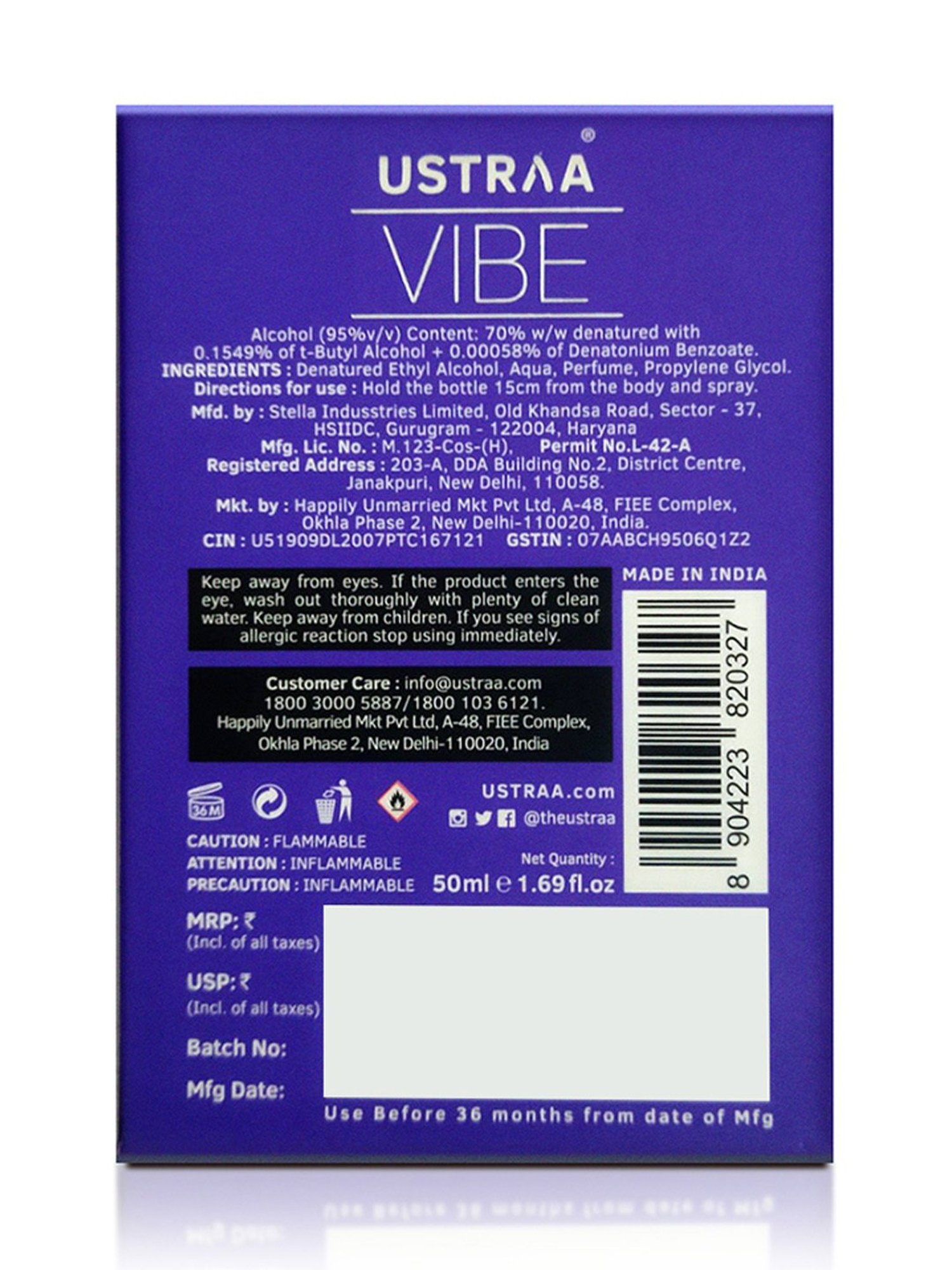 Ustraa Vibe Eau de Toilette - 50 ml