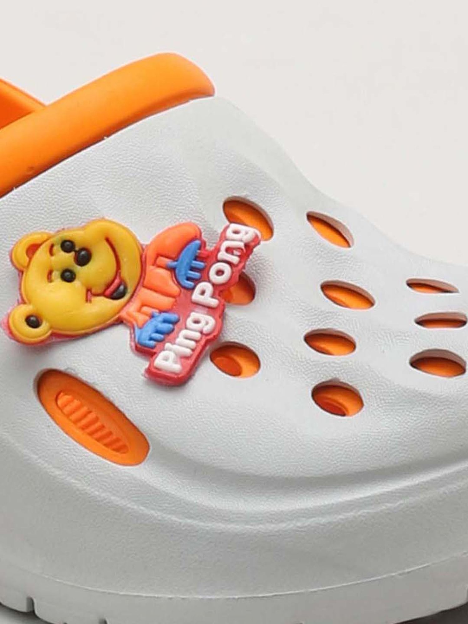 Priaansha Kids Grey & Orange Back Strap Clogs