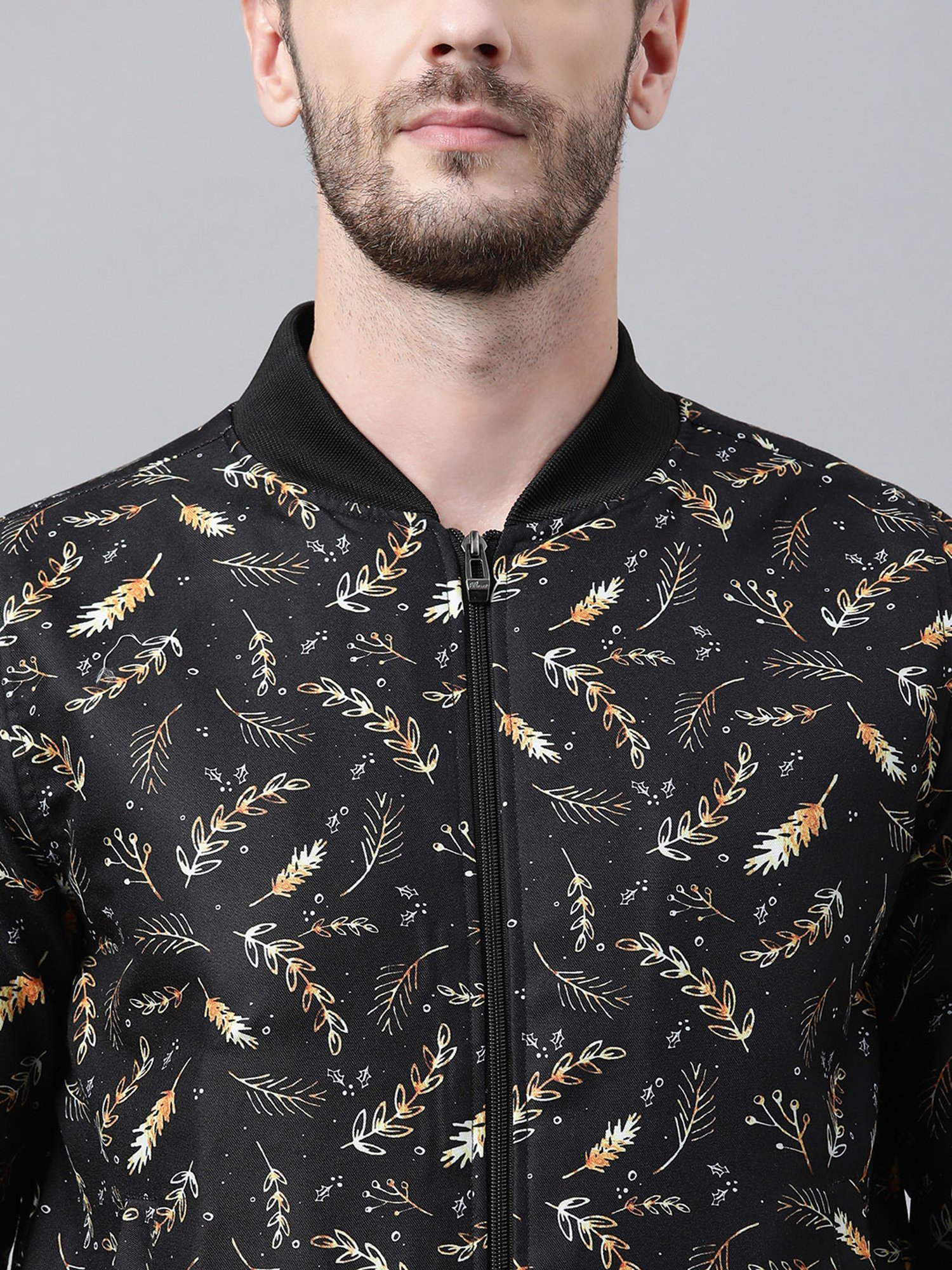 Hangup Plus Black Regular Fit Printed Bomber Jacket