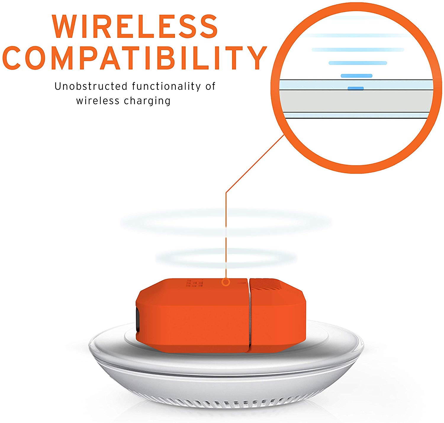 UAG AirPods (1st Gen & 2nd Gen) Rugged Silicone Case with Detachable Carabiner, Orange/Dark Grey